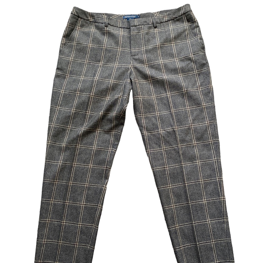 Pendleton Virgin Wool Plaid Pants Womens Size 16 Dress Casual Pants Brown
